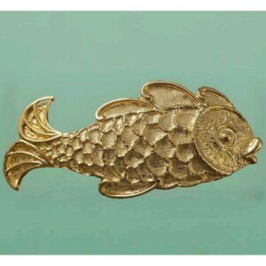 Vintage Mimi Di N Koi Fish Belt Buckle 1987 Goldtone Statement Piece Large Art